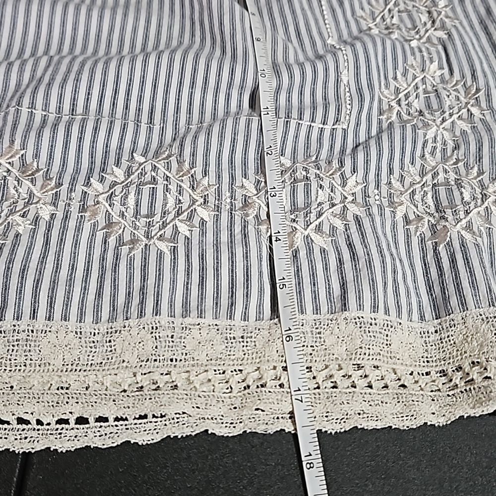 Love Sam Off Shoulder,Pinstriped,Boho Embroidered Top with Layered Cuffs - Picture 11 of 11